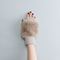 フェイクファー付きフィンガーレスニットグローブ【WOMEN】 手袋