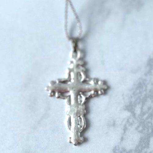 七宝焼 純銀製十字架ネックレス(薄桃色) ネックレス・ペンダント 七宝