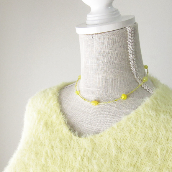 Design necklace ガラスビーズ デザインネックレス 黄色 イエロー 2枚目の画像