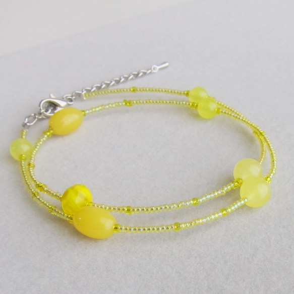 Design necklace ガラスビーズ デザインネックレス 黄色 イエロー 4枚目の画像