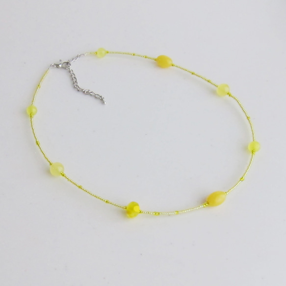 Design necklace ガラスビーズ デザインネックレス 黄色 イエロー 5枚目の画像