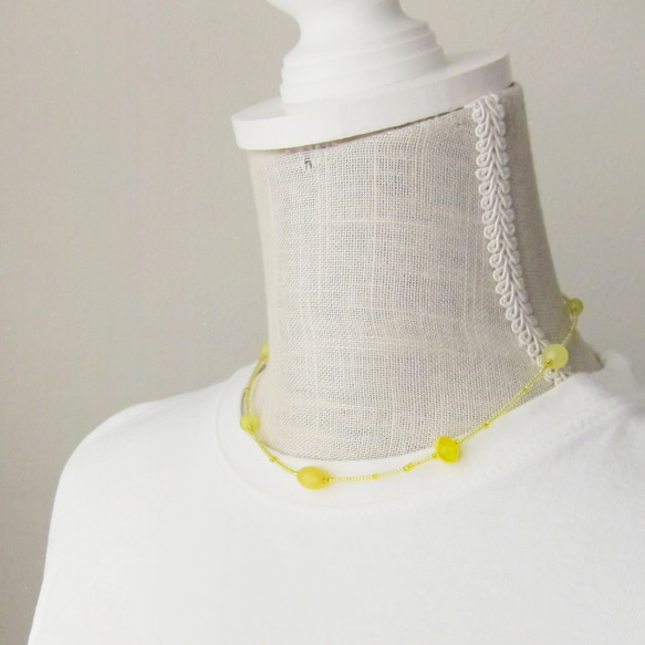 Design necklace ガラスビーズ デザインネックレス 黄色 イエロー 9枚目の画像