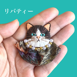 【dress up/猫/リバティー】刺繍ポニーフック(M) 1枚目の画像