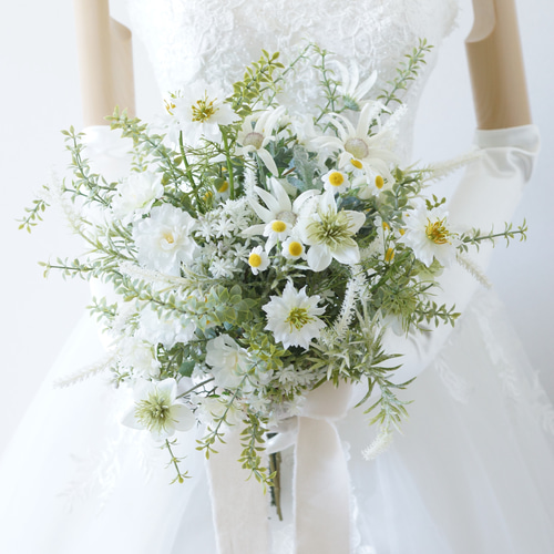 野の花たっぷりナチュラル ウェディングブーケ・ブートニアセット 造花  