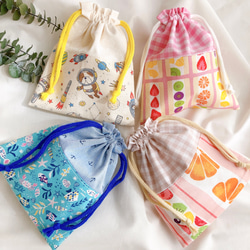 送料無料】選べる♡マチ無し巾着袋 コップ袋 縄跳び袋 裏地付き