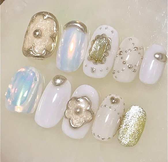 ニュアンス ぷっくり うるうる マグネット オーロラ ミラー フラワー  