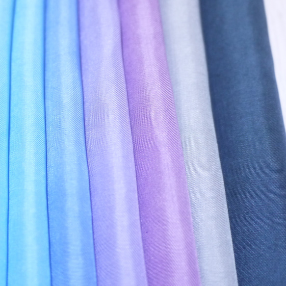 (H-01) 純絲衣身襯裡（和服襯裡），手染衣身襯裡 12 件，條紋套裝，綠藍紫漸變，tsumami 工藝面料 第4張的照片