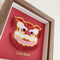 【祥瑞醒獅】廣東醒獅 刺繡畫|實木框|附包裝 第4張的照片