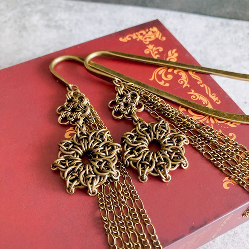 アンティーク雑貨7点 栞】アンティーク風チェインメイルブックマーカー CBM-03 しおり