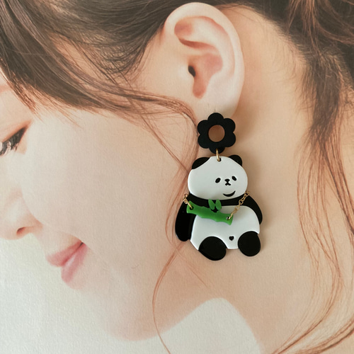 パンダピアス ピアス（スタッド・一粒） ☺︎hand.y 通販 16318578