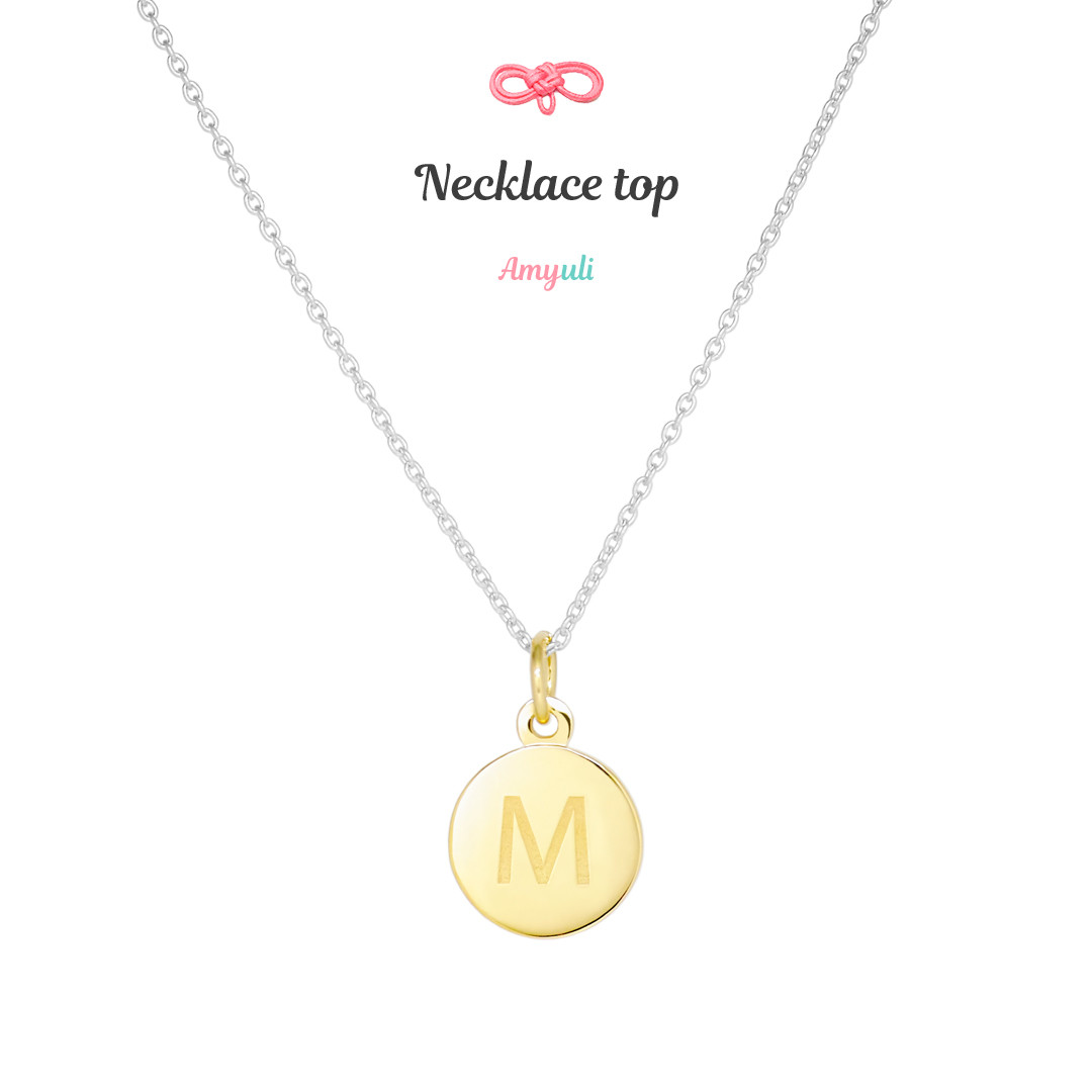 【ネックレストップ】ラウンド（M）イニシャル｜Pt950・K18《送料無料》