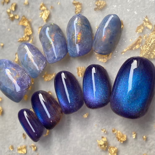 ニュアンスネイル　マグネットネイル　ネイルチップ　オーダー サイズオーダー】くすみマグネット×ミラーラインのニュアンス