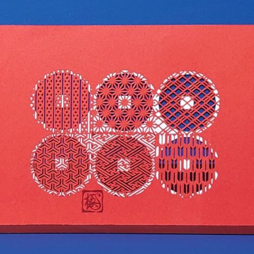 家紋 × 伝統文様【No.12】六文銭 × 菱格子・麻の葉・釘抜き・矢絣