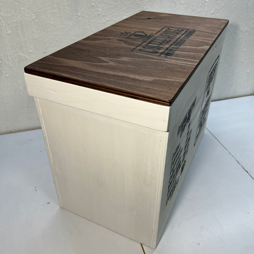 ウッドボックス CAFE 一升瓶 収納可能箱 ベンチ WHITE×WALNUT お買い得