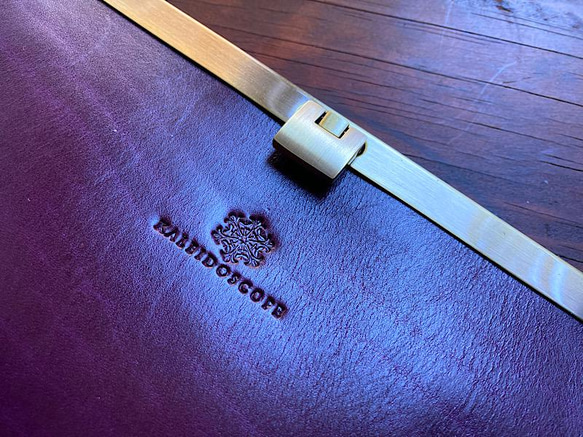 【受注製作◆製作期間約2ヶ月】長財布＊カード16枚収納「avanico」ルガトショルダー（バイオレット×ターコイズ） ヌメ革 ルガトショルダー 植物タンニン鞣し革 です