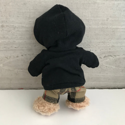 14cmぬいば用【ダッフィーぬいば服2点コーデセット】黒パーカー&チェックパンツ 3枚目の画像