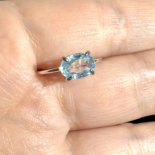 最も完璧な ブルージルコン silver925 リング 指輪・リング 8×6mm 10号 アクセサリー