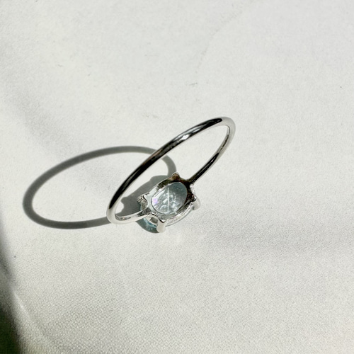 silver925 ブルージルコン リング 10号 8×6mm 指輪・リング