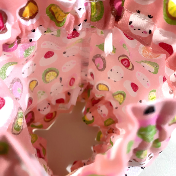 スヌード♡鳥さんのフルーツ大福柄 ピンク XS〜 犬用 ご飯時の汚れ防止♫ 4枚目の画像