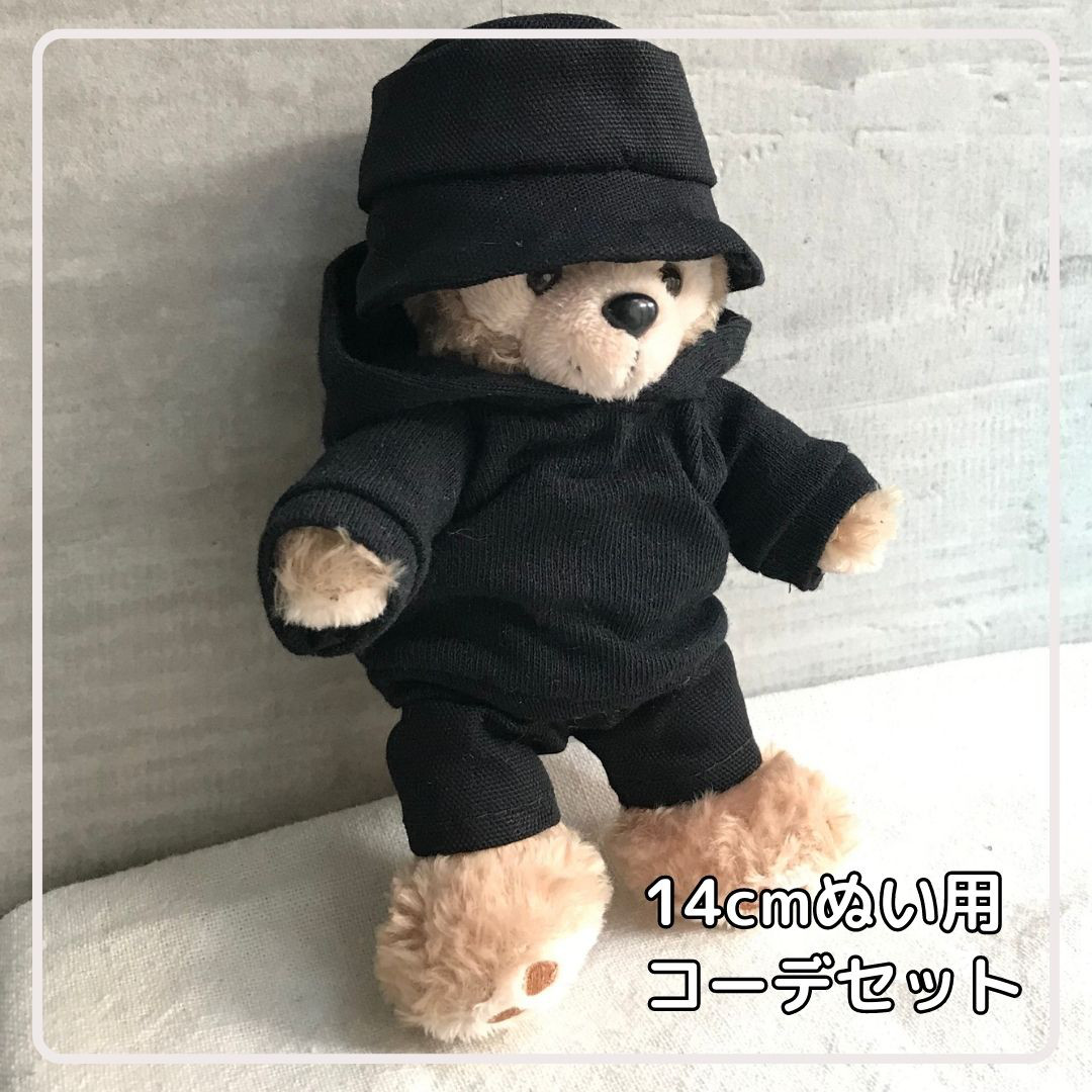 ダッフィー ぬいぐるみバッチ ジャケット、パンツ　シャツセット 14cmぬいば用【ダッフィーぬいば服3点☆コーデセット】ブラック
