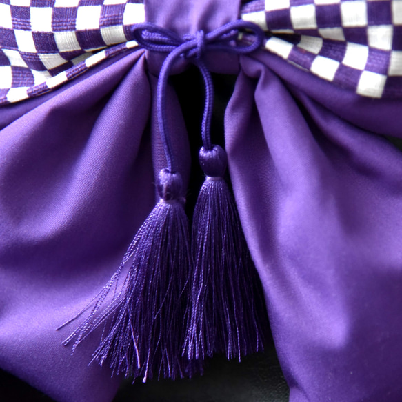 2way和柄リボン【市松-紫音-】◆ブローチ＆髪飾り 5枚目の画像