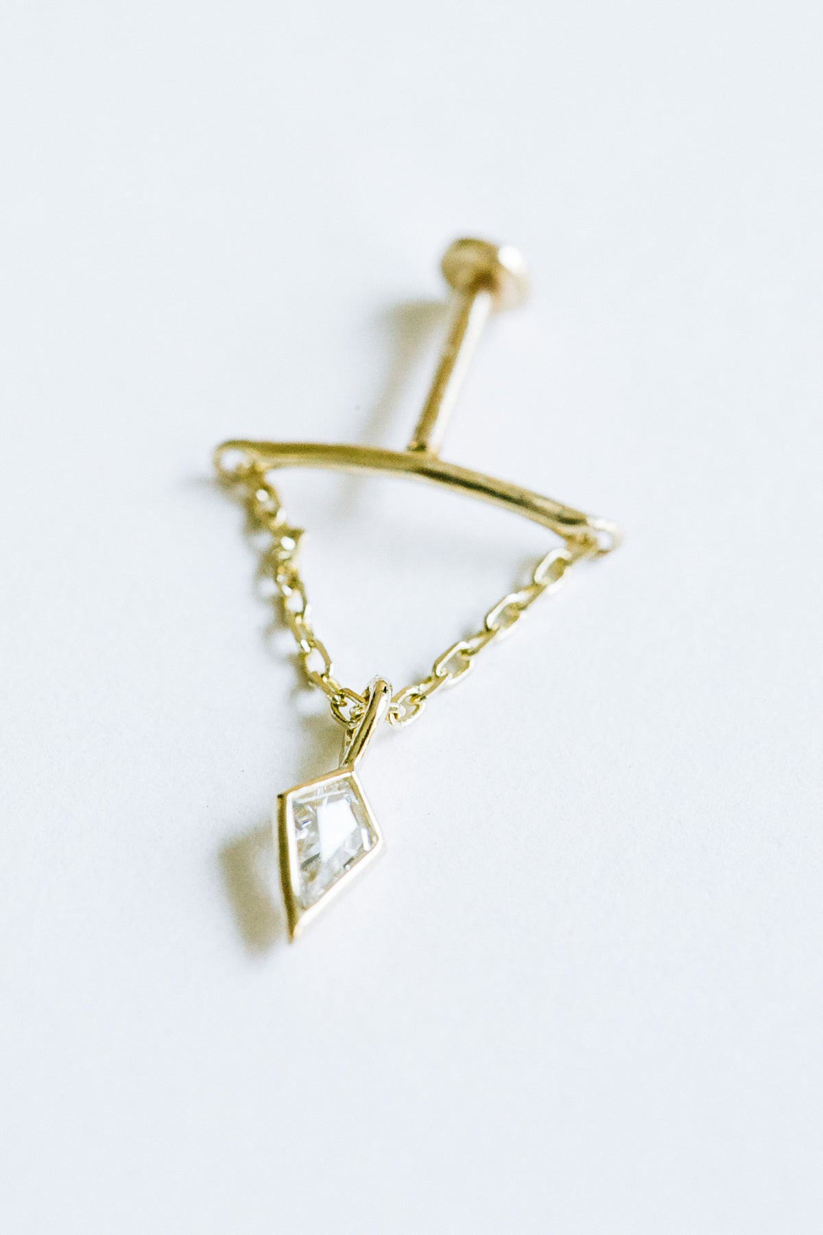 14K金 ゴールド ダイヤモンド形状 ヘリックス 軟骨 アンチトラガス イヤリング ピアス ラベレット