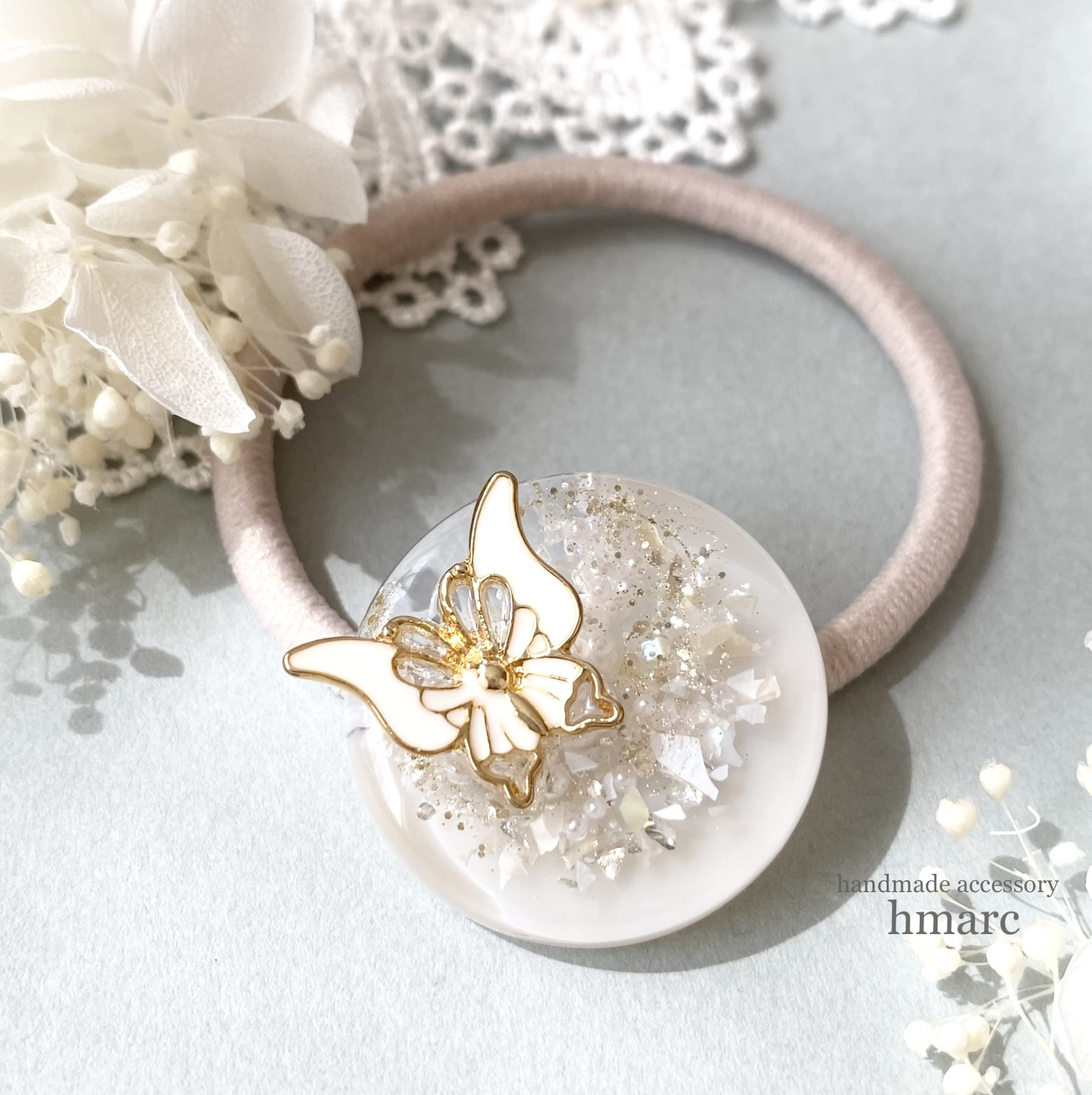 大人シンプルデザイン ラウンドレジンヘアゴム