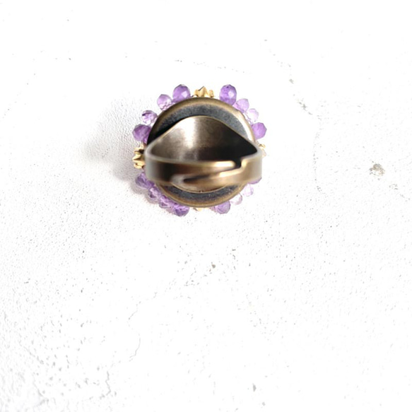 大號紫黃晶戒指（戒指）古董捲戒指寶石品質橢圓形凸圓形 AAA 珠戒指 第15張的照片