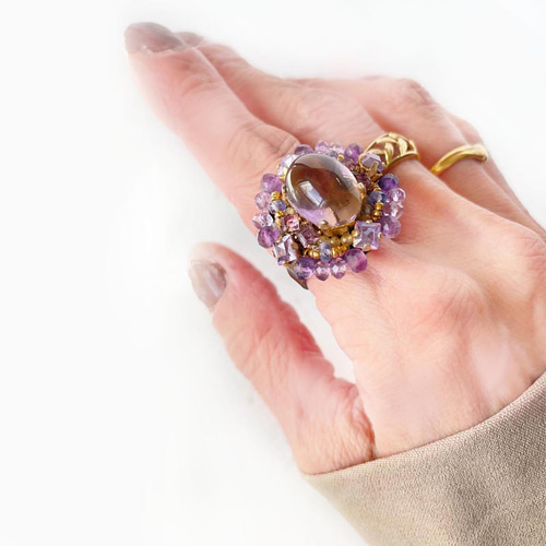 天然石 アメトリン リング (指輪) 大粒 リング 宝石質 オーバル