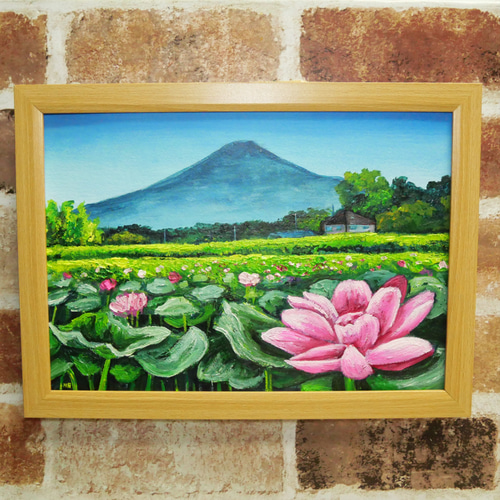 油絵 絵画 【蓮の花と富士山】 絵画 HR 通販｜Creema(クリーマ) 16320290