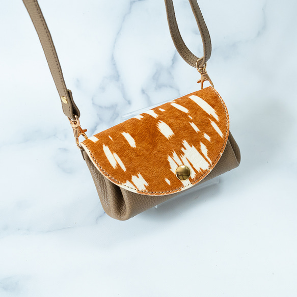 ハラコポーチ・財布 アコーディオン構造 【ショルダー紐は本体と同じ本