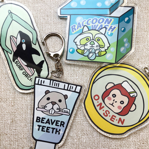 受注生産】アクリルキーホルダー 日用品×アニマル♬ キーホルダー 