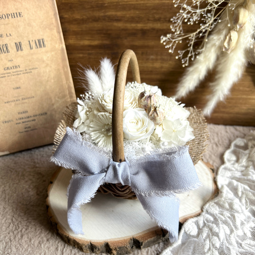 くすみカラー 【白系】ナチュラルかごリングピロー リングピロー