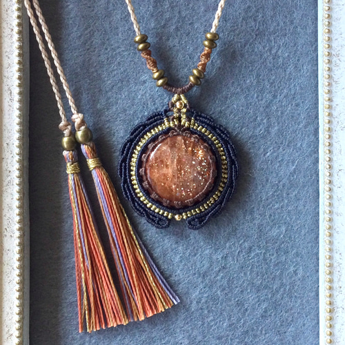 サンストーンのマクラメネックレス ネックレス・ペンダント 紗乃屋