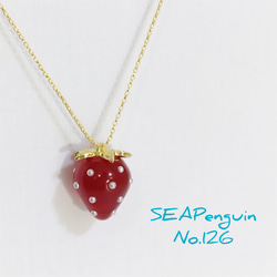 摘みたていちごネックレス リング アカ いちごの14KGFネックレス かわいい アクセサリー [No.128