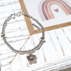 ❁Silver flower＆bubbles bracelet all silver925❁ 2枚目の画像