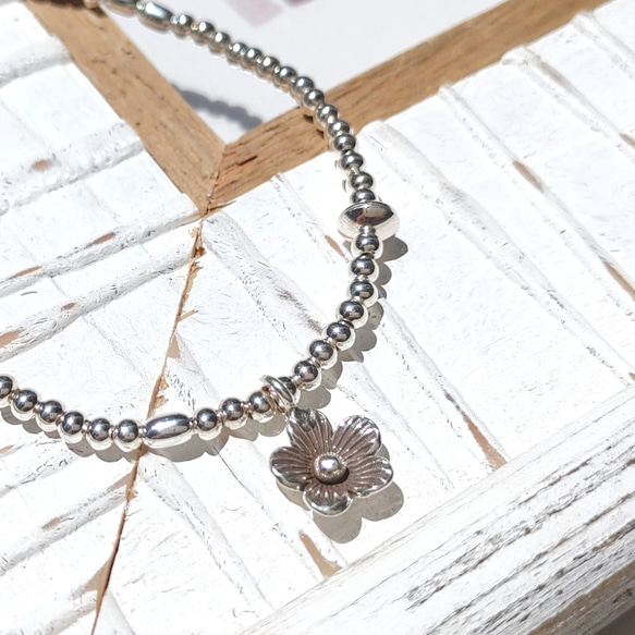 ❁Silver flower＆bubbles bracelet all silver925❁ 1枚目の画像