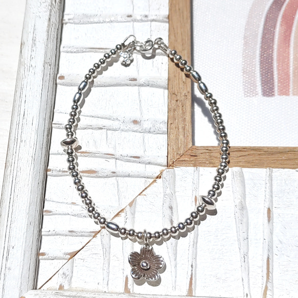 ❁Silver flower＆bubbles bracelet all silver925❁ 4枚目の画像