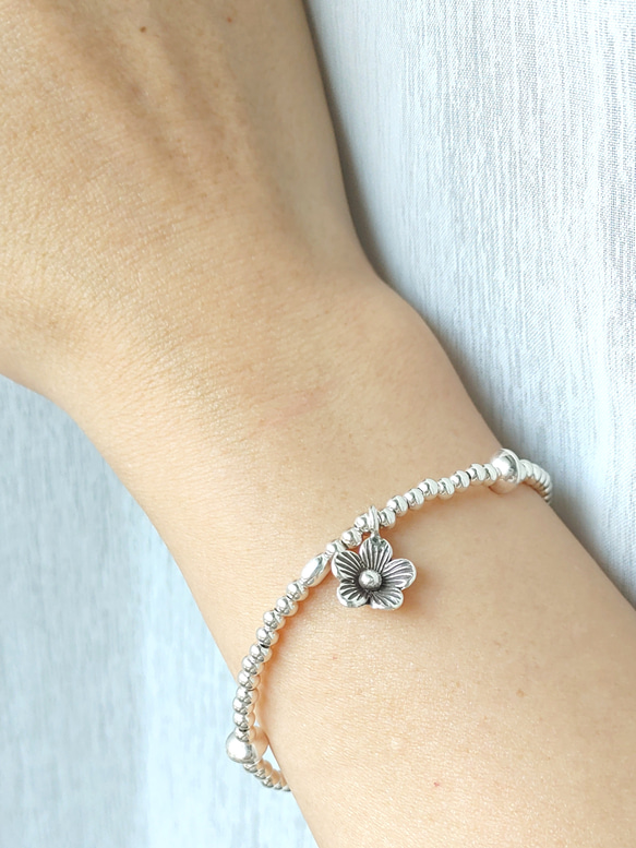 ❁Silver flower＆bubbles bracelet all silver925❁ 5枚目の画像