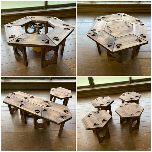 オクタゴンテーブルセット 8角形テーブル テントテーブル ローテーブル