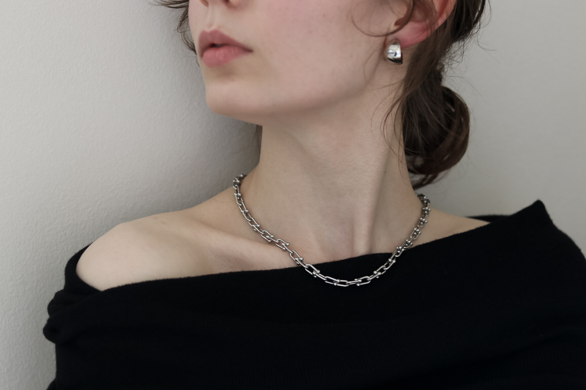 vintage pearl ＆U-chain  necklace（アレルギー対応可）