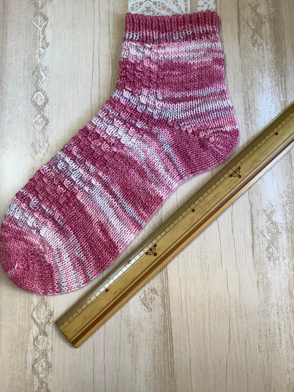 オパール毛糸の靴下　手編み　コットン　#6 3枚目の画像