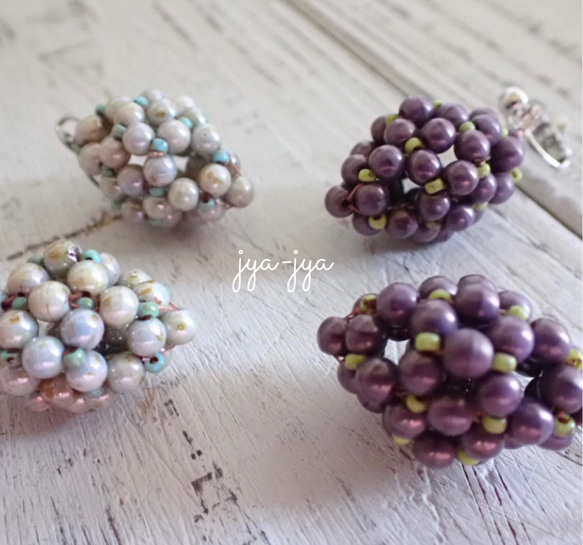beads earrings - 葡萄カーキ 5枚目の画像