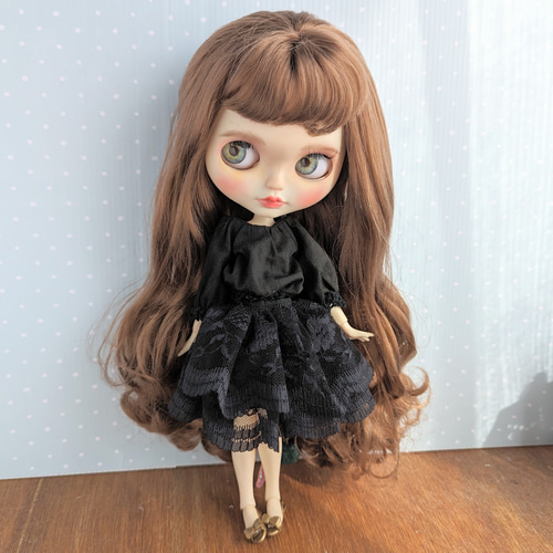 925※黒のレースたっぷりスカート※ブライスアウトフィット※1/6ドール服 