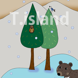 ＊雪がふってきたよ！くまさん＊2024『子熊物語』〜フォトフレーム付イラスト「Creema限定」（送料無料） 2枚目の画像
