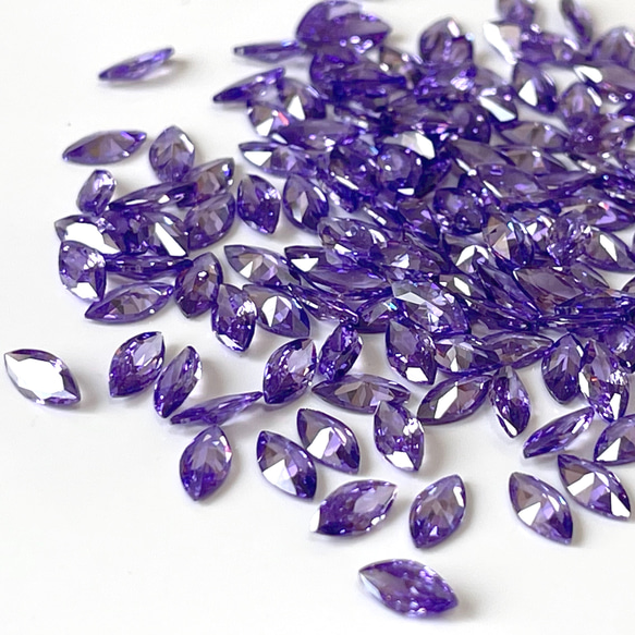 MS309  紫 パープル 3x6mm 10粒セット マーキス Aキュービックジルコニア CZ ルース 裸石 デコ ネイ 1枚目の画像
