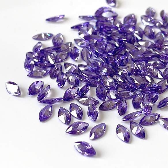 MS309  紫 パープル 3x6mm 10粒セット マーキス Aキュービックジルコニア CZ ルース 裸石 デコ ネイ 2枚目の画像