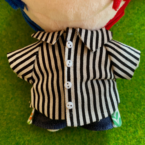 ぬい服 ストライプYシャツ 15cmぬい用(ともぬい、韓国ぬい等)ぬい着せ