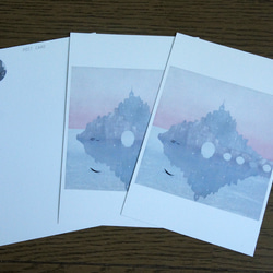 「古ノ孤城」ポストカード3枚セット　原画:木版画　 2枚目の画像
