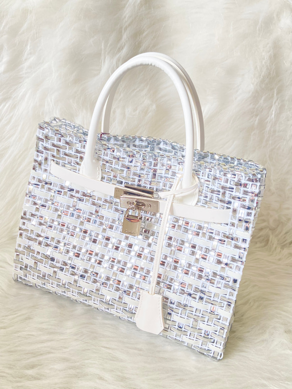 【再販】ラメルヘンテープのカゴバーキン シルバー シルバー ラメルヘンテープ ベルト